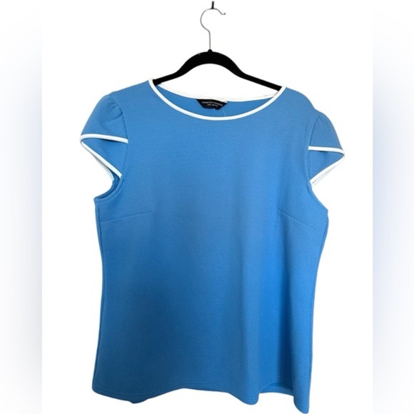 4/$20 Dorothy Perkins  NWT white lined puff short sleeve blue top- Size 14 - Picture 3 of 12